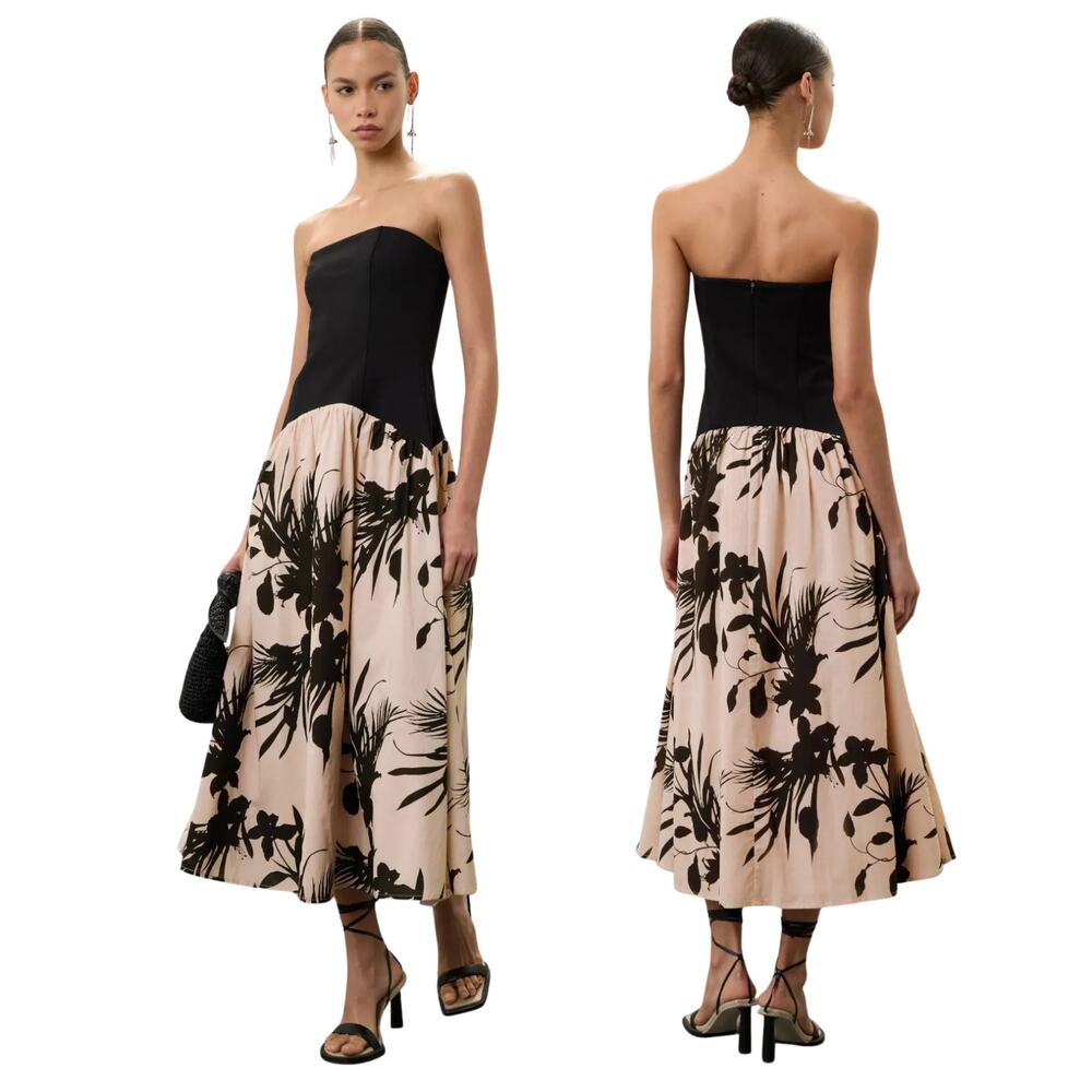 Love Whit by Whitney Port Strapless Dress Midi Drop Waist Garden Party Summer XS